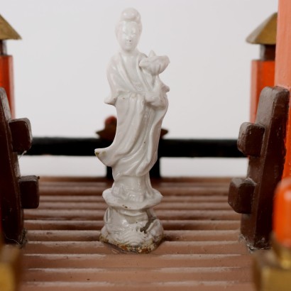 Temple with Guanyin Statue Porcelain Japan XX Century