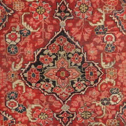 Vintage Mahal Teppich Iran 206x128 cm Baumwolle Wolle Großer Knoten