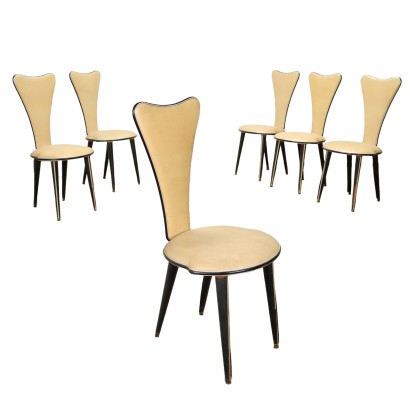 Group of 6 Chairs U. Mascagni Wood Italy 1950s-1960s