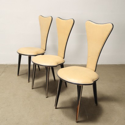 Groupe de 6 Chaises U. Mascagni Vinyle Italie Années 1950-1960