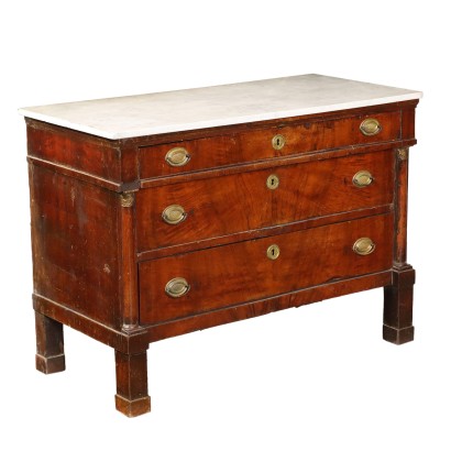 Chest of Drawers Empire Walnut Italy XIX Century