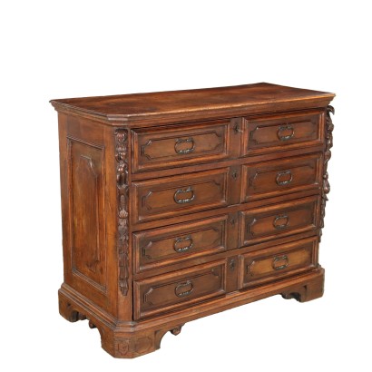 Chest of Drawers Baroque Walnut Italy XVIII Century