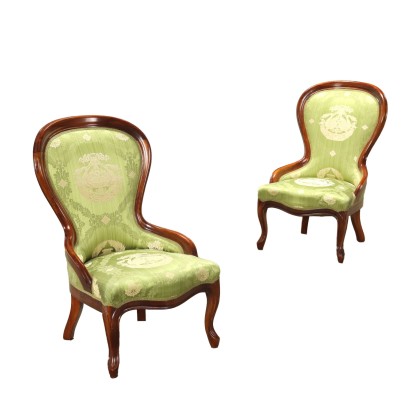 Paire de Fauteuils en Style Louis Philippe Acajou Italie XXe Siècle