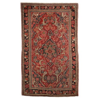 Vintage Mahal Teppich Iran 206x128 cm Baumwolle Wolle Großer Knoten