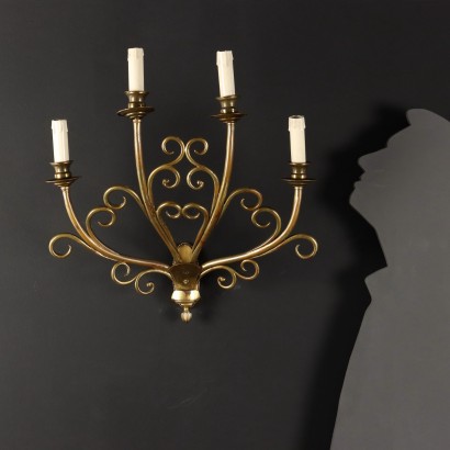 Pair of Wall Lamps Brass Italy XX Century