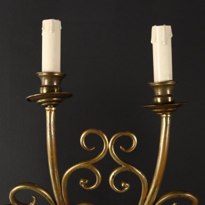 Pair of Wall Lamps Brass Italy XX Century