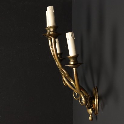 Pair of Wall Lamps Brass Italy XX Century