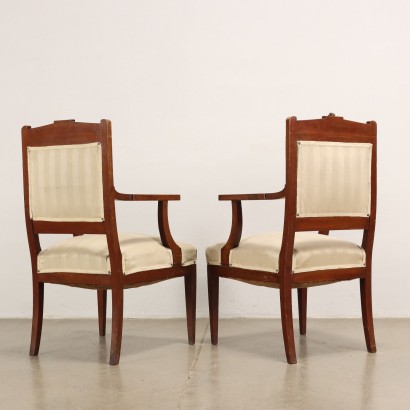 Pair of Armchairs Art Nouveau Mahogany Italy XIX-XX Century