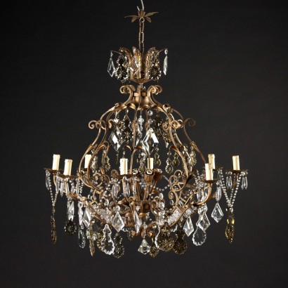 Lampadario in Metallo Dorato