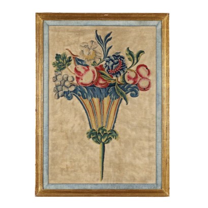 Emboidery on Canvas Fruits and Flowers Italy XVIII-XIX Century