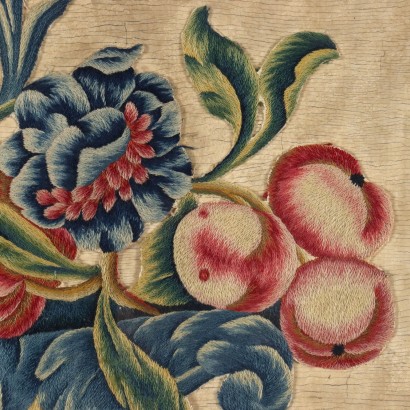 arte, arte italiana, pittura antica italiana,Ricamo con Composizione di Frutta e Fi,Composizione con frutta e fiori