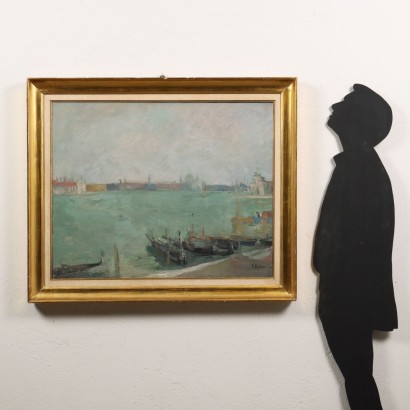 E. Pastorio Aperçu de Venise Huile sur Toile Italie XXe Siècle