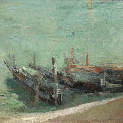 E. Pastorio Aperçu de Venise Huile sur Toile Italie XXe Siècle