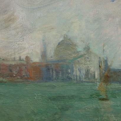 E. Pastorio Aperçu de Venise Huile sur Toile Italie XXe Siècle