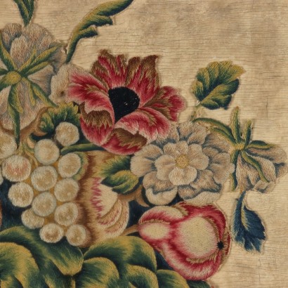 arte, arte italiana, pittura antica italiana,Ricamo con Composizione con Frutta e F,Composizione con frutta e fiori