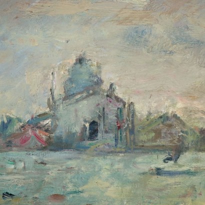 arte, arte italiano, pintura italiana del siglo XX,Pintura con Lagoon Glimpse de Ezio P,Venetian Lagoon Glimpse,Ezio Pastorio,Ezio Pastorio