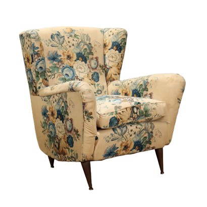 Bergère Armchair Fabric Italy 1950s