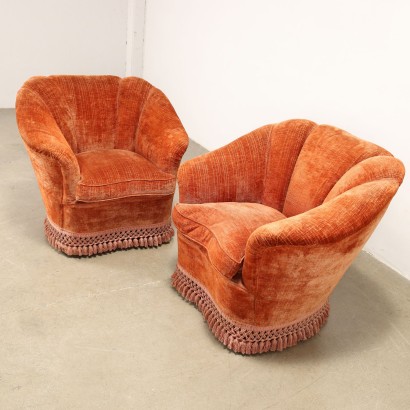 Pair of Armchairs Velvet Italy 1950s