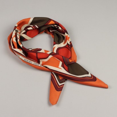 Foulard Hemès Les Coupés Vintage Soie France Années 1970