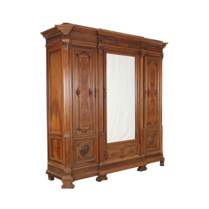 Armoire Style Néo-Renaissance Noyer Italie XXe Siècle