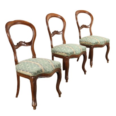 Groupe de Chaises Louis Philippe Noyer Italie XIXe Siècle