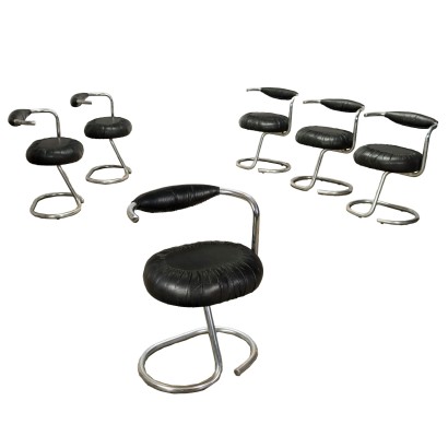 Groupe de 6 Chaises Simili Italie Années 1970