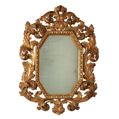 Miroir Style Baroque Bois Doré Italie XXe Siècle