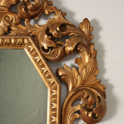 Miroir Style Baroque Bois Doré Italie XXe Siècle