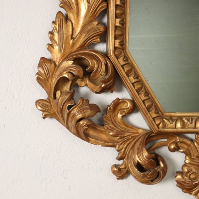 Miroir Style Baroque Bois Doré Italie XXe Siècle