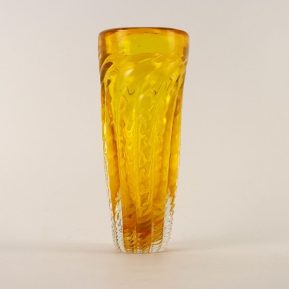 Vase Jaune Verre de Murano Italie Années 1960