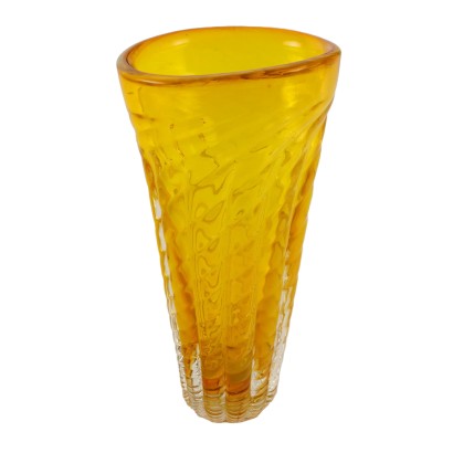 Vase Jaune Verre de Murano Italie Années 1960