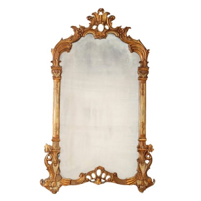 Mirror Eclectic Style Gilded Wood Italy XX Century