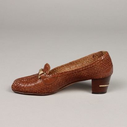 Vintage Gucci Schuhe Gewebtes Leder N. 39,5 Italien