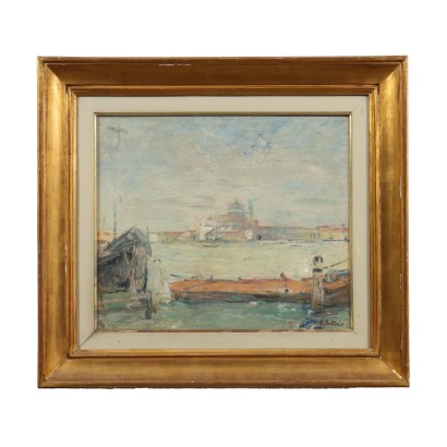 arte, arte italiano, pintura italiana del siglo XX,Pintura de Ezio Pastorio con Vista de,Vista de San Marco desde la laguna de ,Ezio Pastorio,Ezio Pastorio,Ezio Pastorio