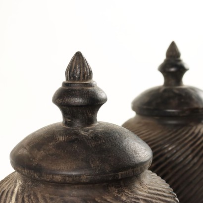 Paire de Vases en Style Néo-Renaissance Bois Gravé Europe XIXe Siècle