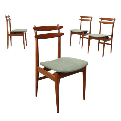 Group of 4 Wooden Chairs Italy 1950s-1960s