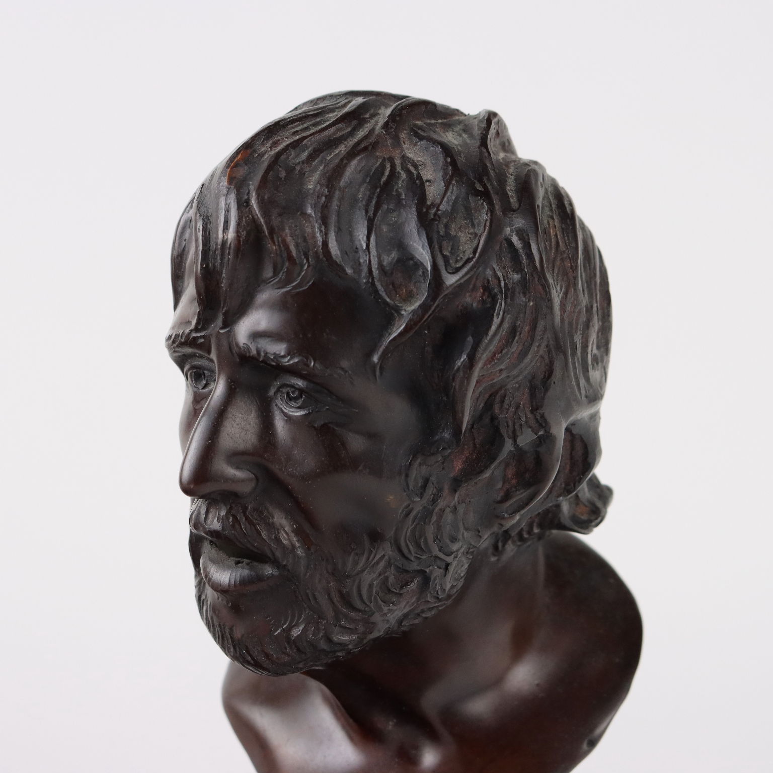 Antique Sculpture Seneca's Head Bronze Italy XX Century