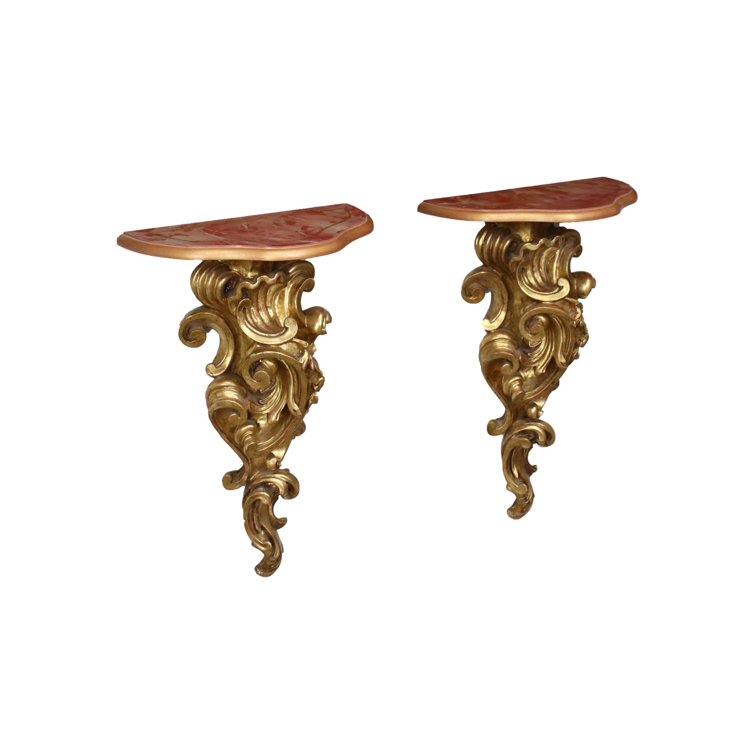 Paar Antike Regale aus Vergoldetem Holz Italien des XVIII Jhs