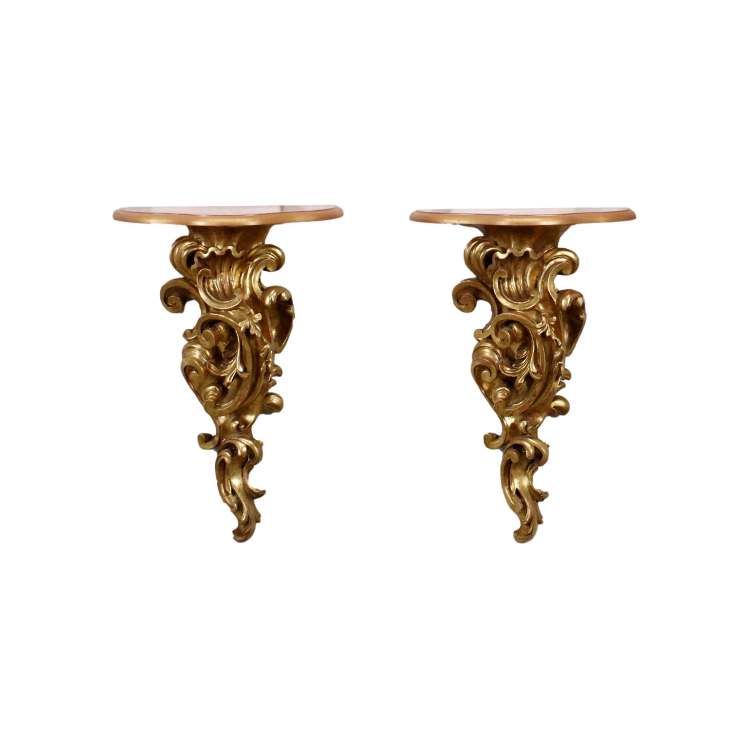 Paar Antike Regale aus Vergoldetem Holz Italien des XVIII Jhs
