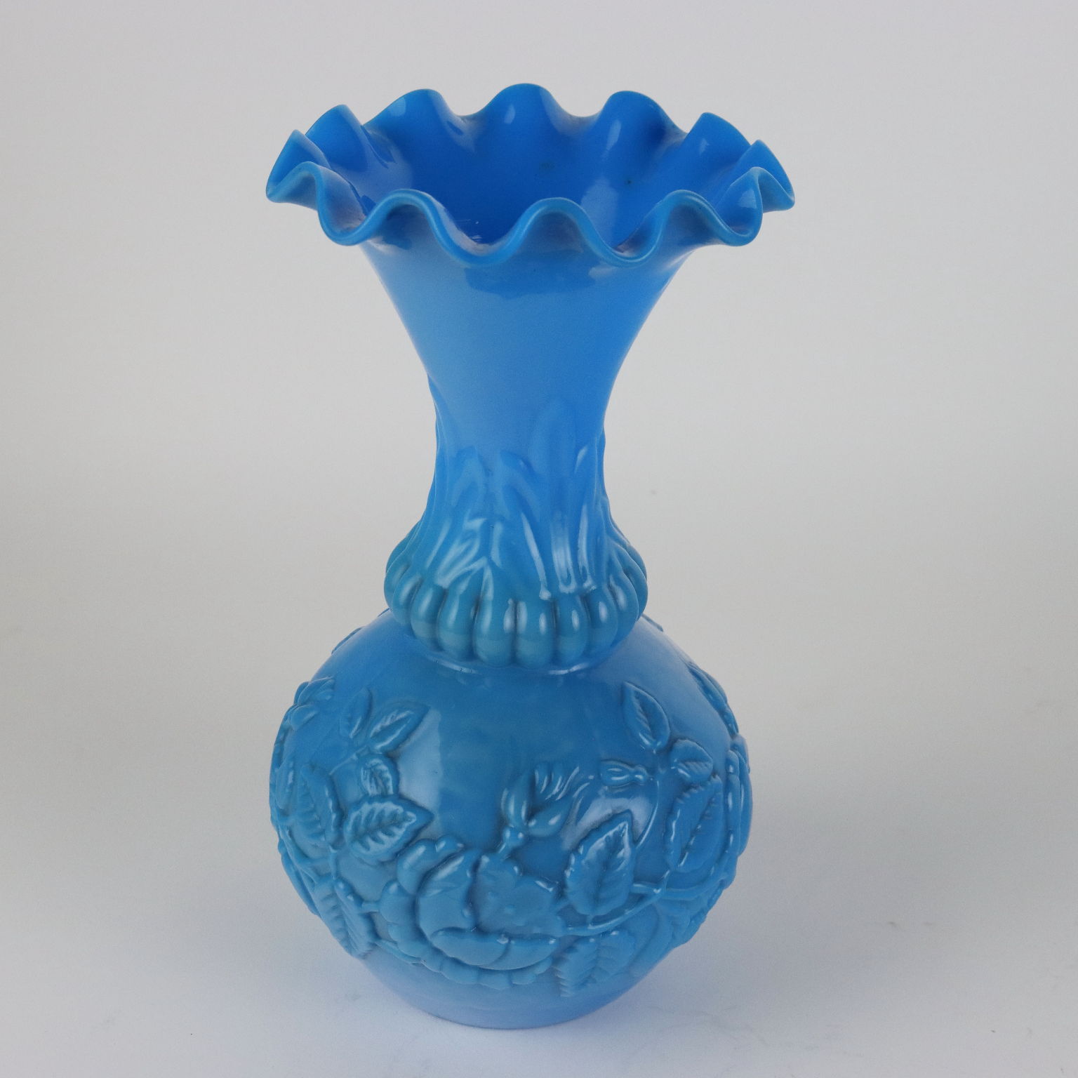 Pair of Antique Vases Light Blue Glass Europe XIX-XX Century