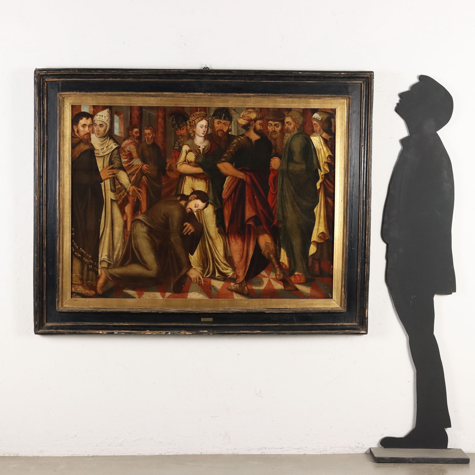 Antique Painting Jesus Christ and the Adulteress Flemish XVI Century