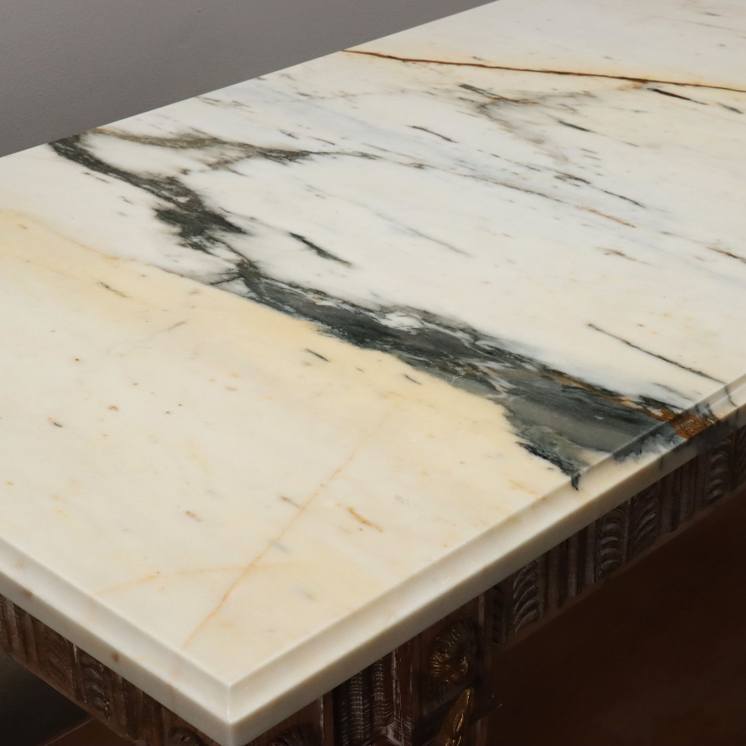 Antique Table Wood Marble Top Italy XX Century