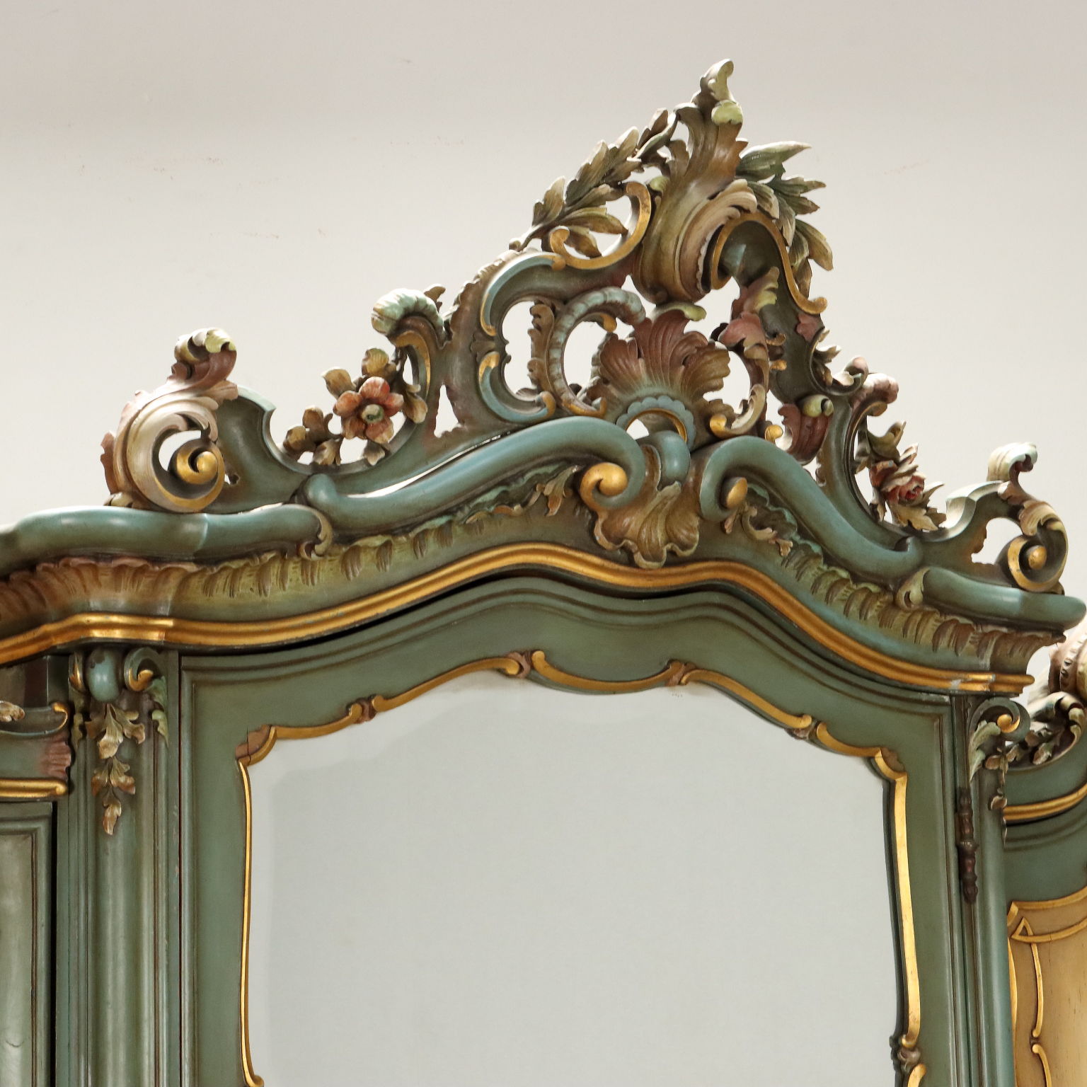 Antique Venetian Baroque Style Wardrobe Wood Italy XX Century