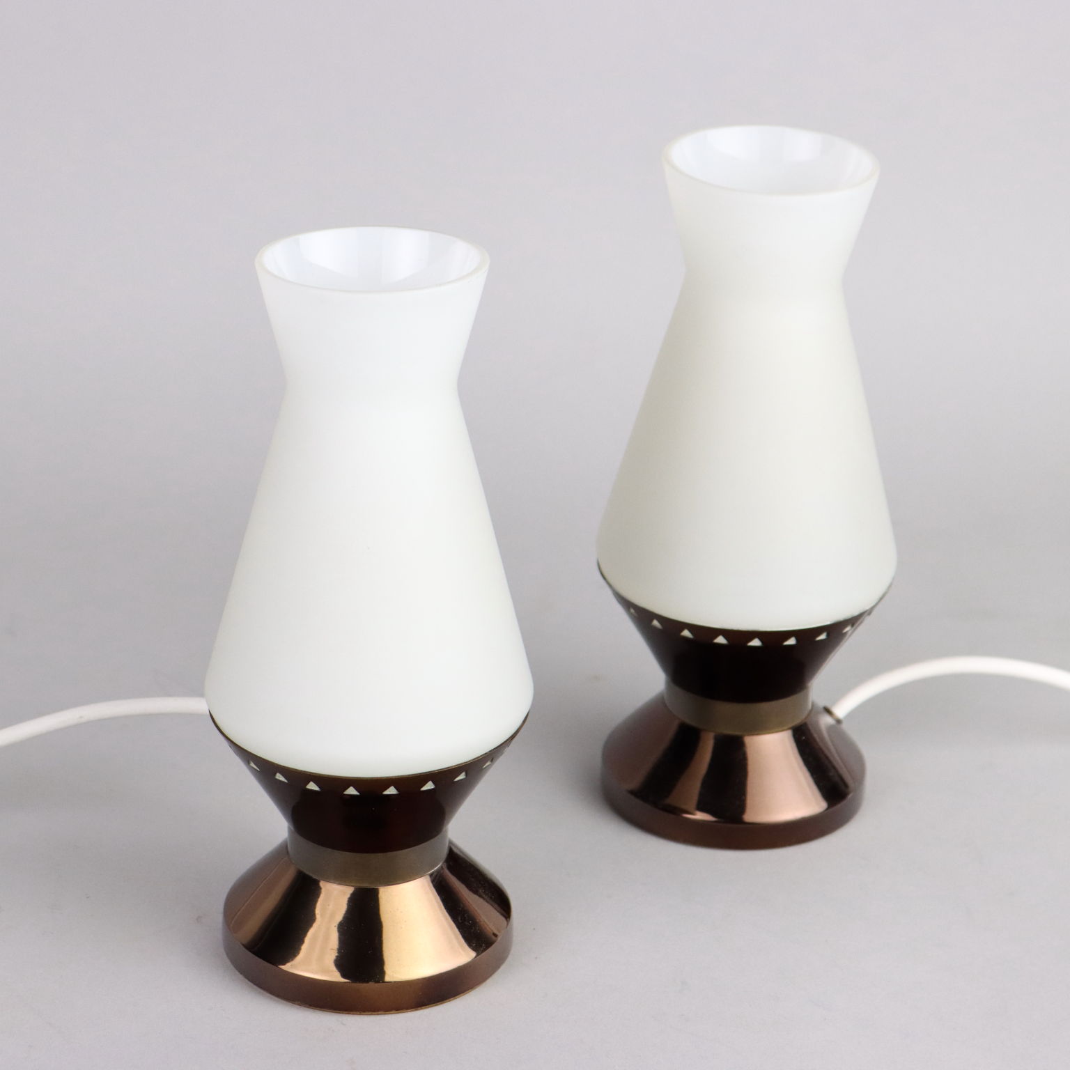 Pair of Vintage 1960s Stilnovo Table Lamps Glass Brass