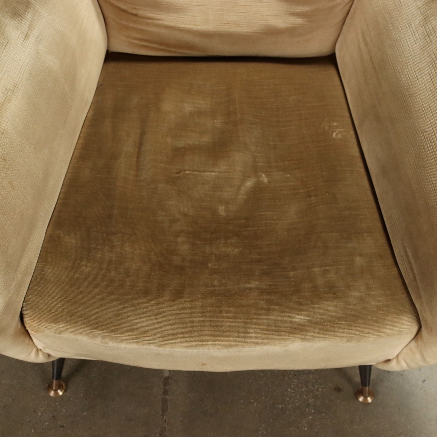 Vintage 1950s-60s Armchairs Metal Velvet To Be Restored Italy