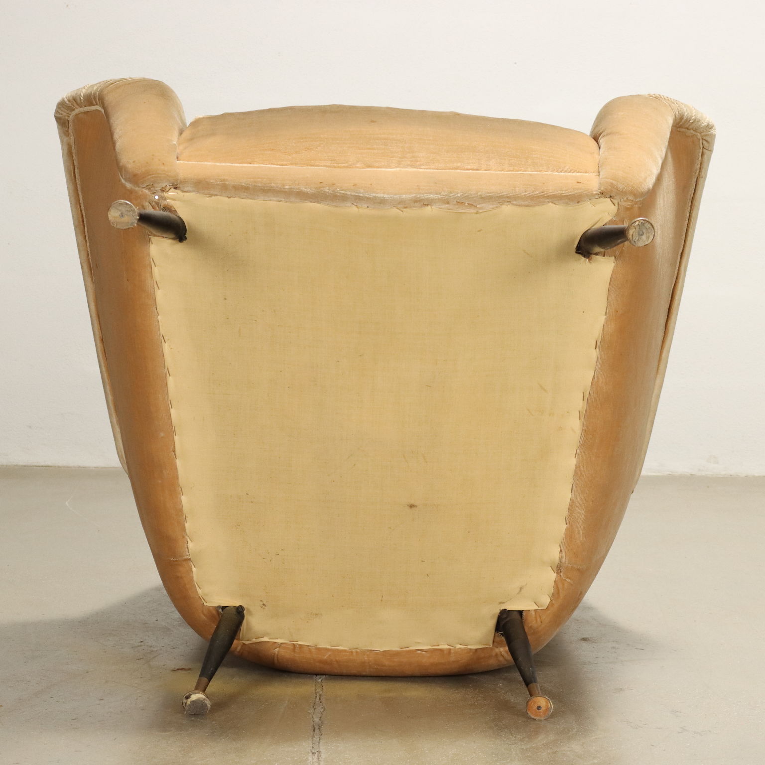Vintage 1950s-60s Armchairs Metal Velvet To Be Restored Italy
